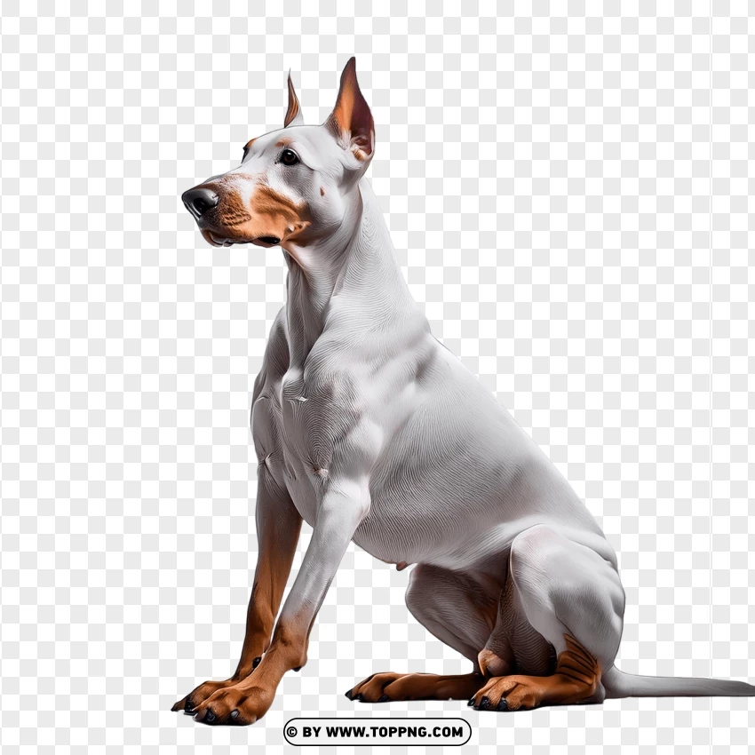 Doberman Pinscher Alert Sitting Pose PNG Transparent Background