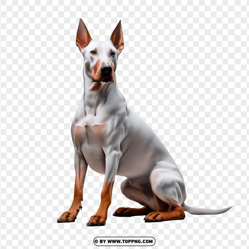 White Doberman Pinscher Sitting PNG Transparent Background