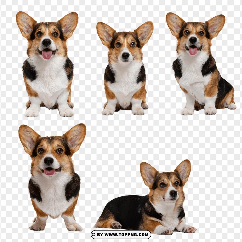 Set Of Three Corgis PNG Transparent Background