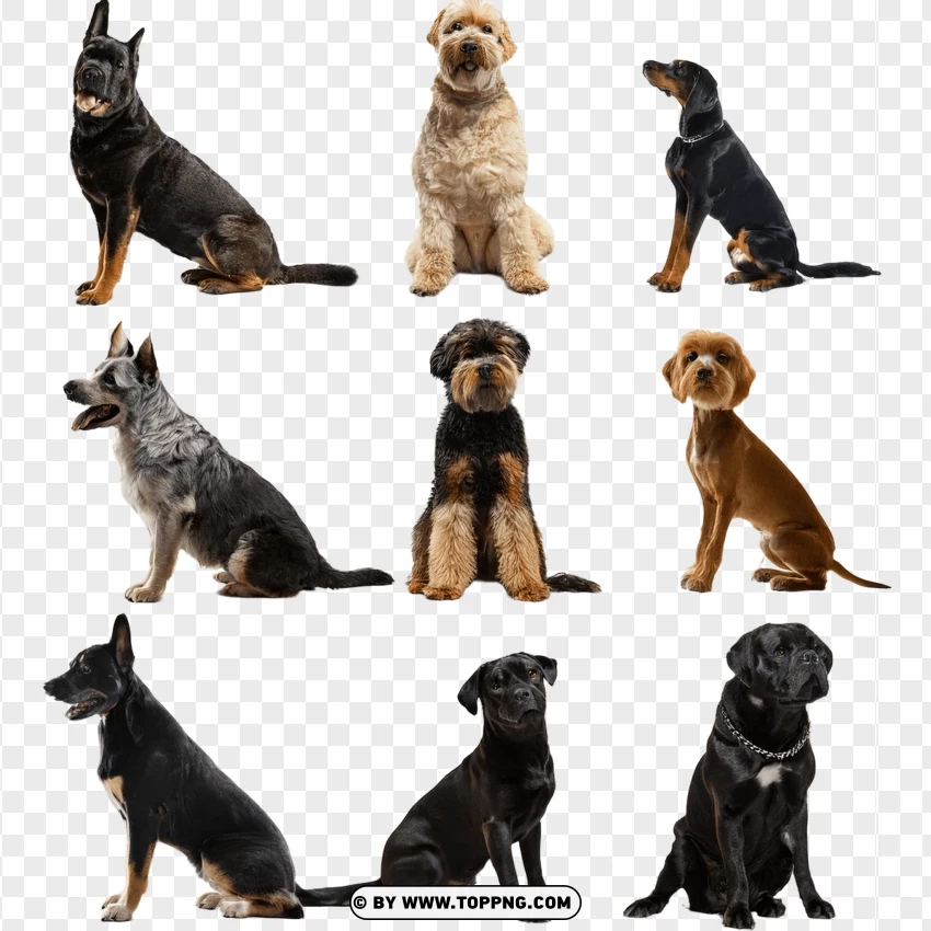 Domestic Dog Breeds Collection PNG Transparent Background