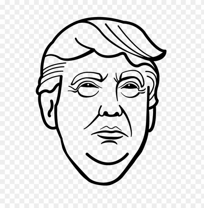 Donald Trump Blac  Outline Drawing Face Head PNG Image With Transparent Background