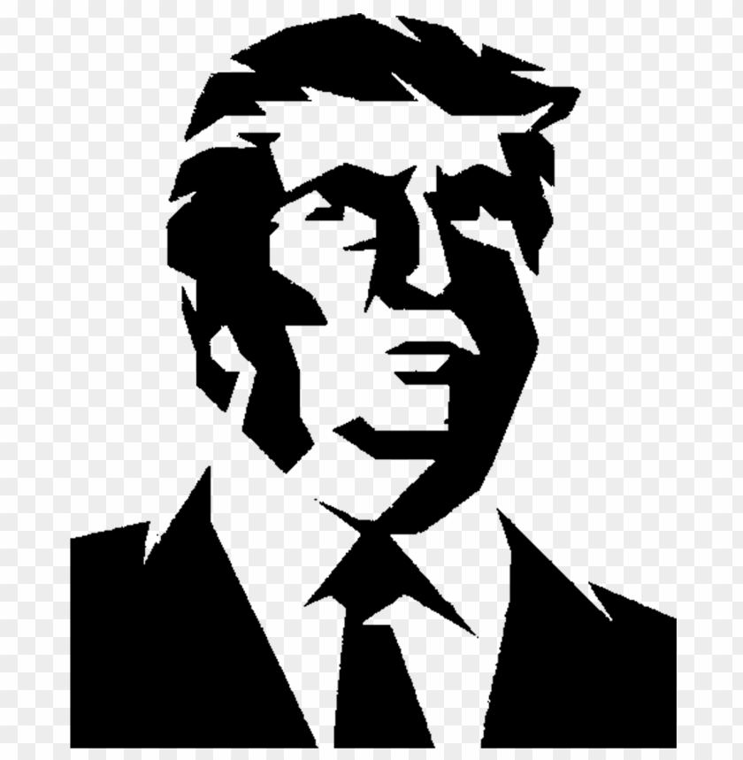 Donald Trump Portrait Black Silhouette PNG Image With Transparent Background