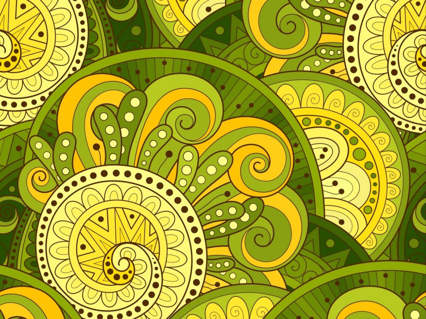 doodles, patterns, ornament, vector, flowers, green
