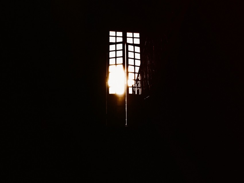 door, dark, room, sunlight, railing, grid, ajar