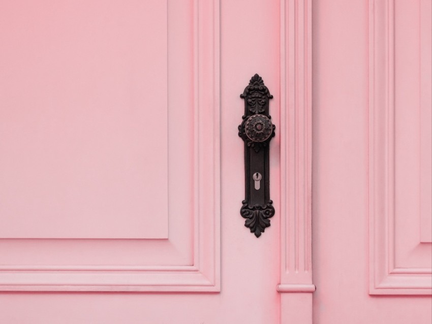door, handle, lock, pink