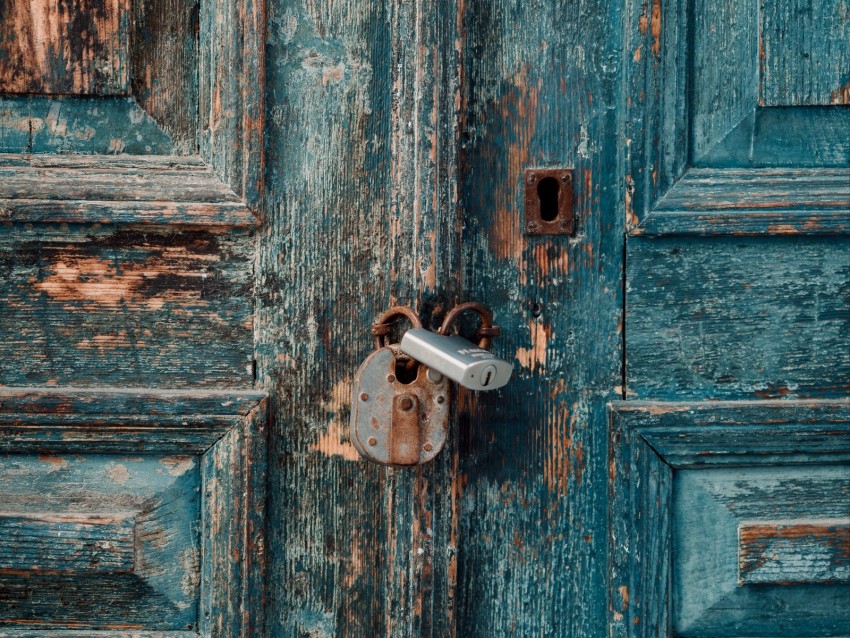 door, lock, old, wooden, abandoned