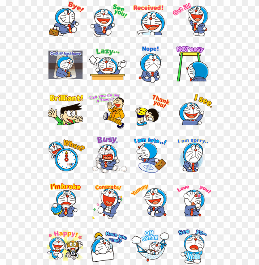 Doraemon On The Job Line Sticker Good Job Png Image With