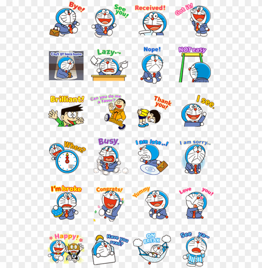 Doraemon On The Job - Line Sticker Good Job PNG Transparent Background