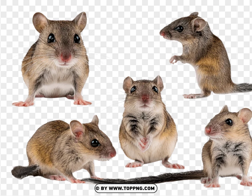 Group Of Dormice In Interactive Wildlife Poses PNG Transparent Background