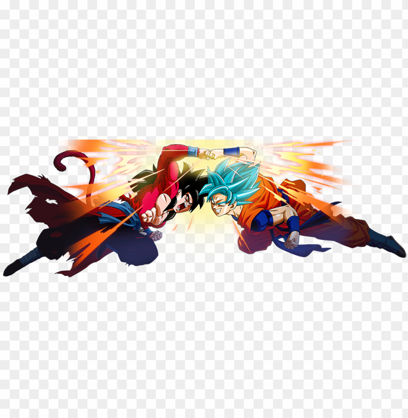 Dragon Ball Heroes - Xeno Goku Ssj Blue Vs Goku Ssj4 PNG Transparent With Clear Background ID 163808