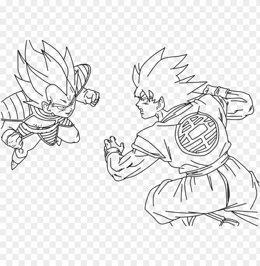 Desenho de Goku e Vegeta se olhando para colorir - Tudodesenhos