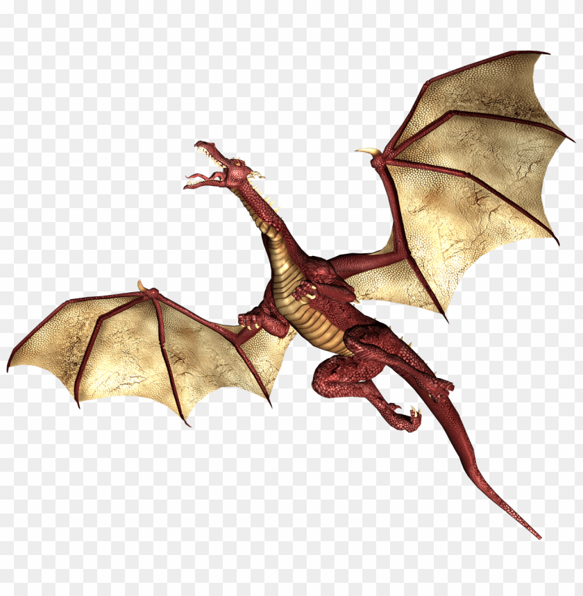 comics and fantasy, dragons, dragon red and brown wings flying up, 