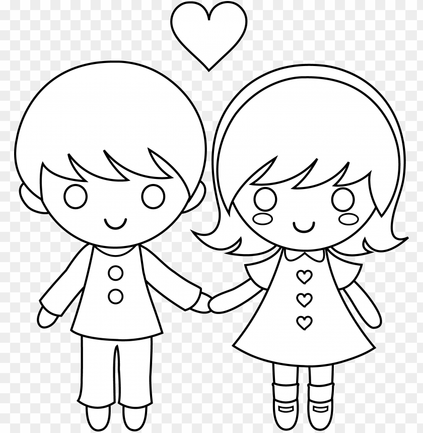 Draw A Little Boy And Girl Holding Hands Png Image With Transparent Background Toppng