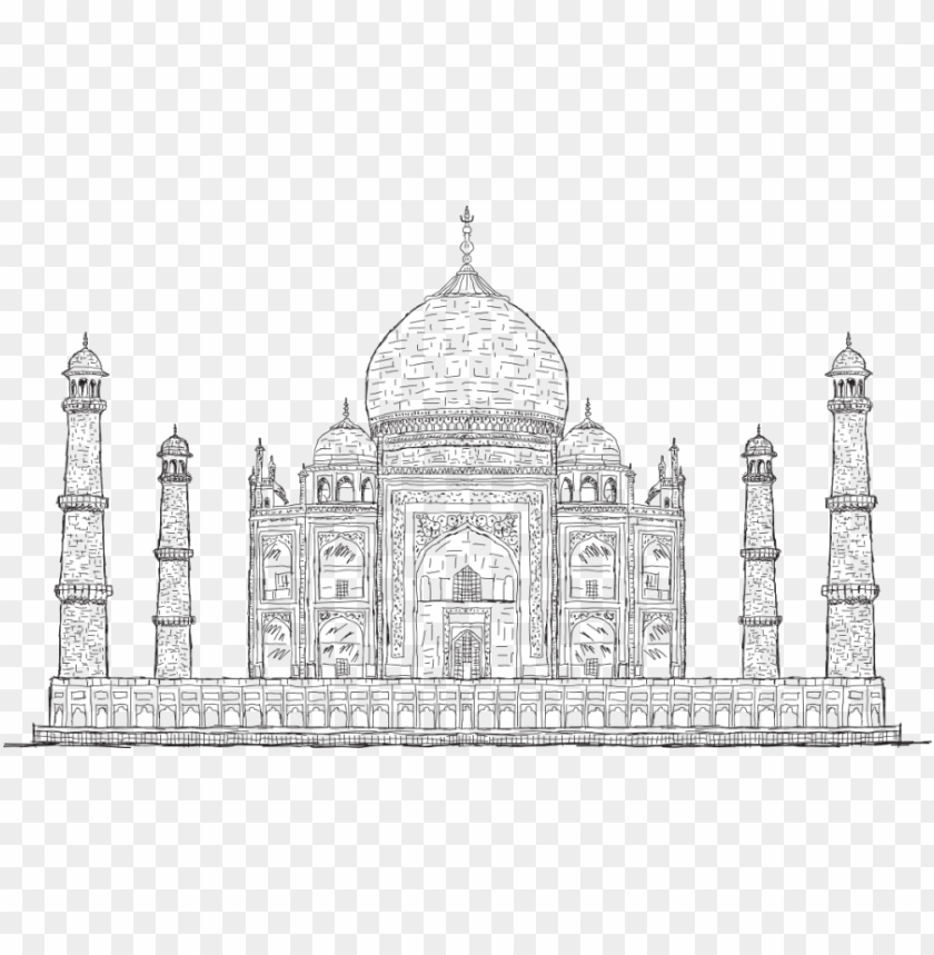 drawing sketch pencil taj mahal mosque masjid PNG image with transparent background@toppng.com