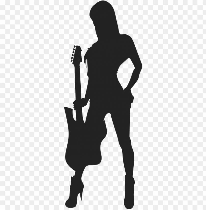 free PNG droneface guitar player - female guitar player silhouette PNG image with transparent background PNG images transparent