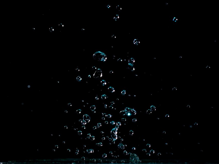drops, splash, shine, dark, bubbles