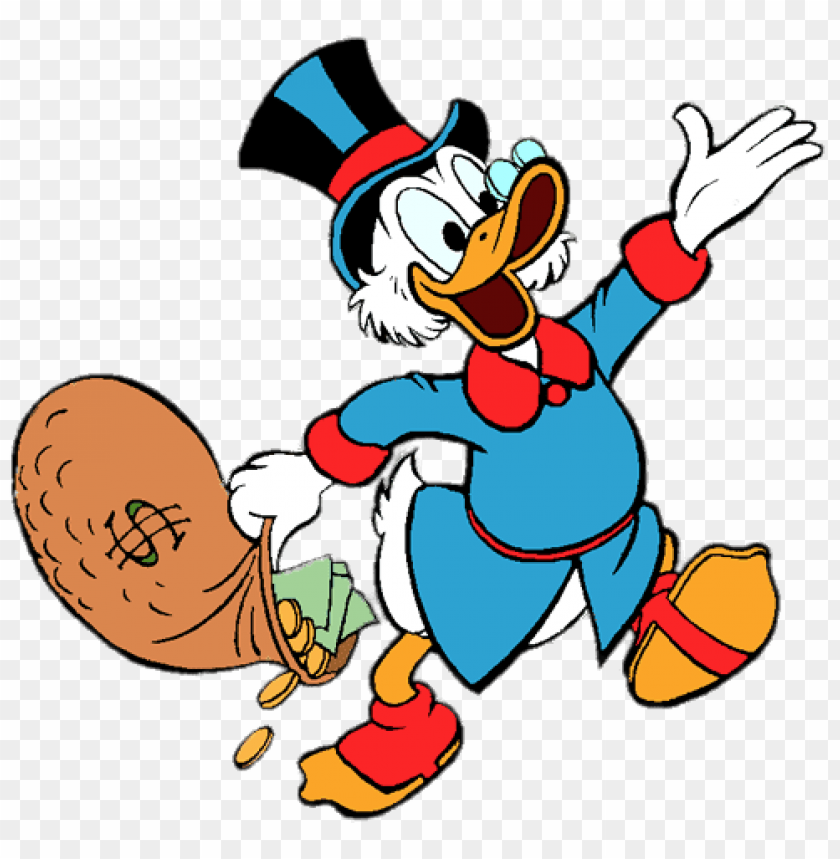 Download Ducktales Scrooge Mcduck Holding Money Bag Clipart Png Photo  
