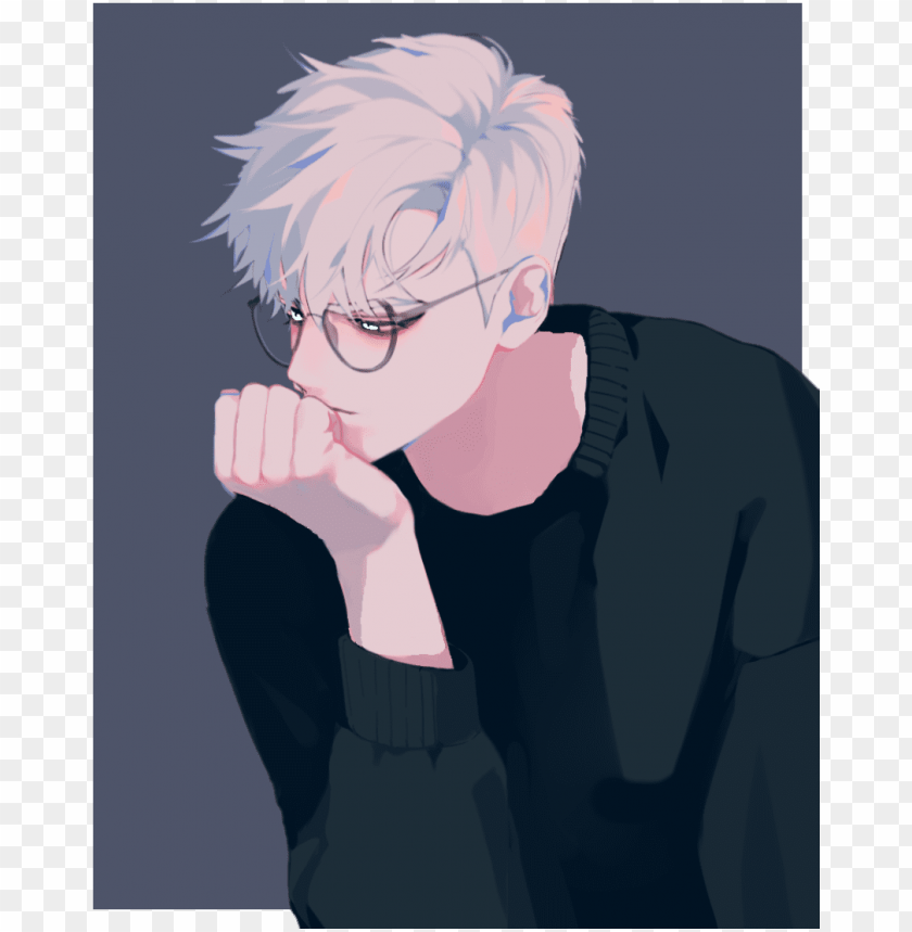 Short Hair White Transparent, Anime Boys Short Hair, Japan, Anime