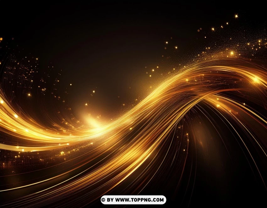 Dynamic Golden Curves Light Effect with Glowing Particles Background