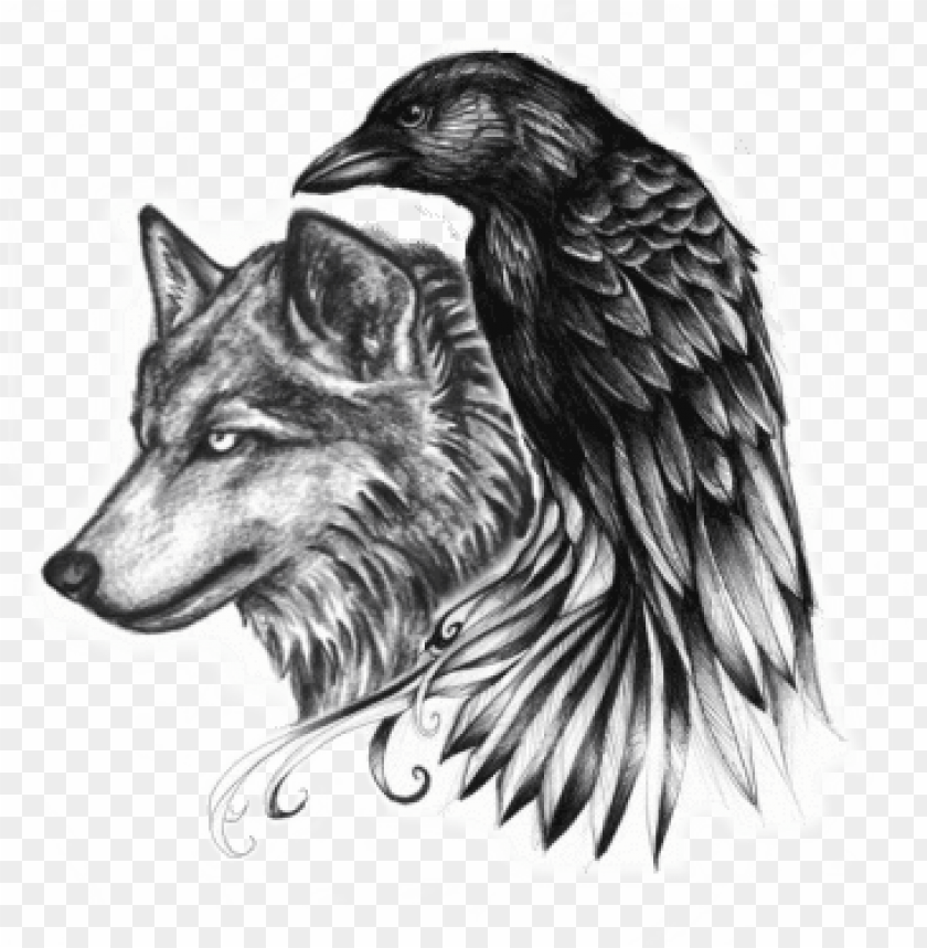 eagle and wolf tattoos png png images - wolf raven tattoo PNG image with transparent background@toppng.com