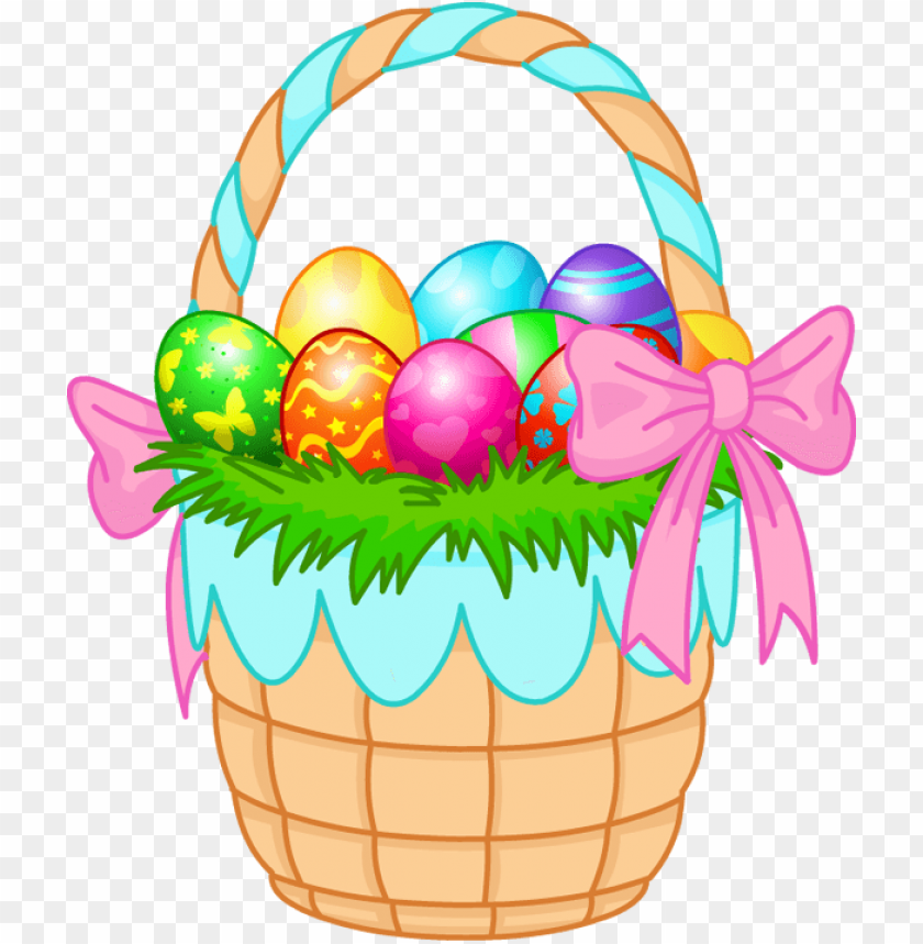 easter basket eggs pink ribbon PNG transparent with Clear Background ID 473750