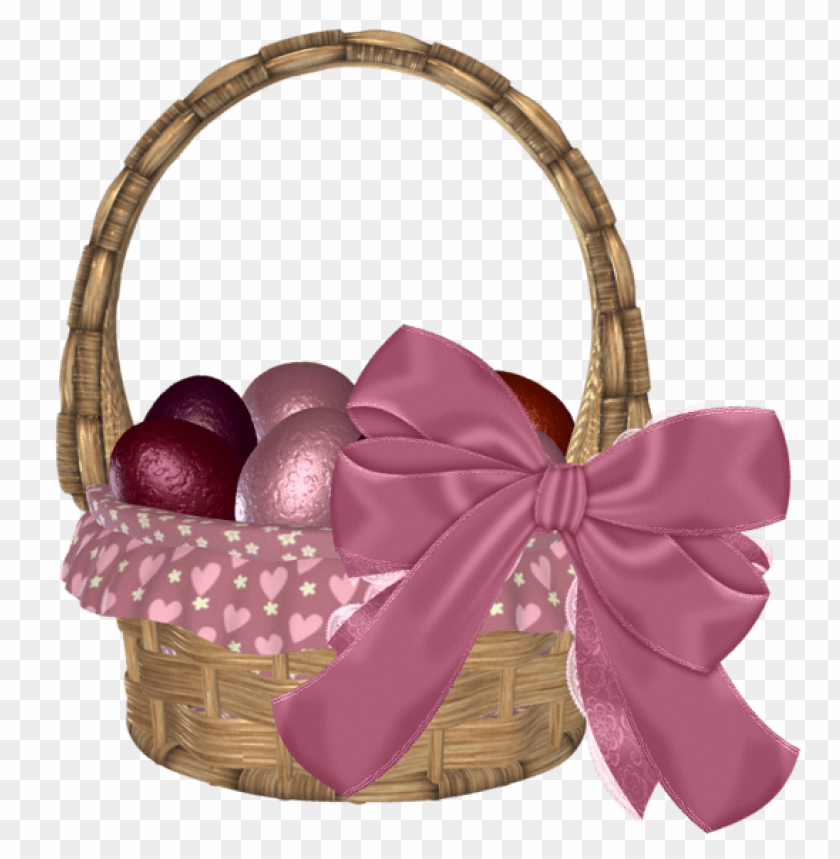 easter basket with eggs and pink bowpicture png images background -  image ID is 47780