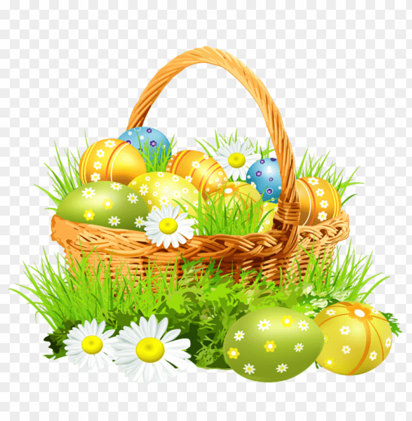 easter basket with eggsand daisiespicture png images background -  image ID is 47703