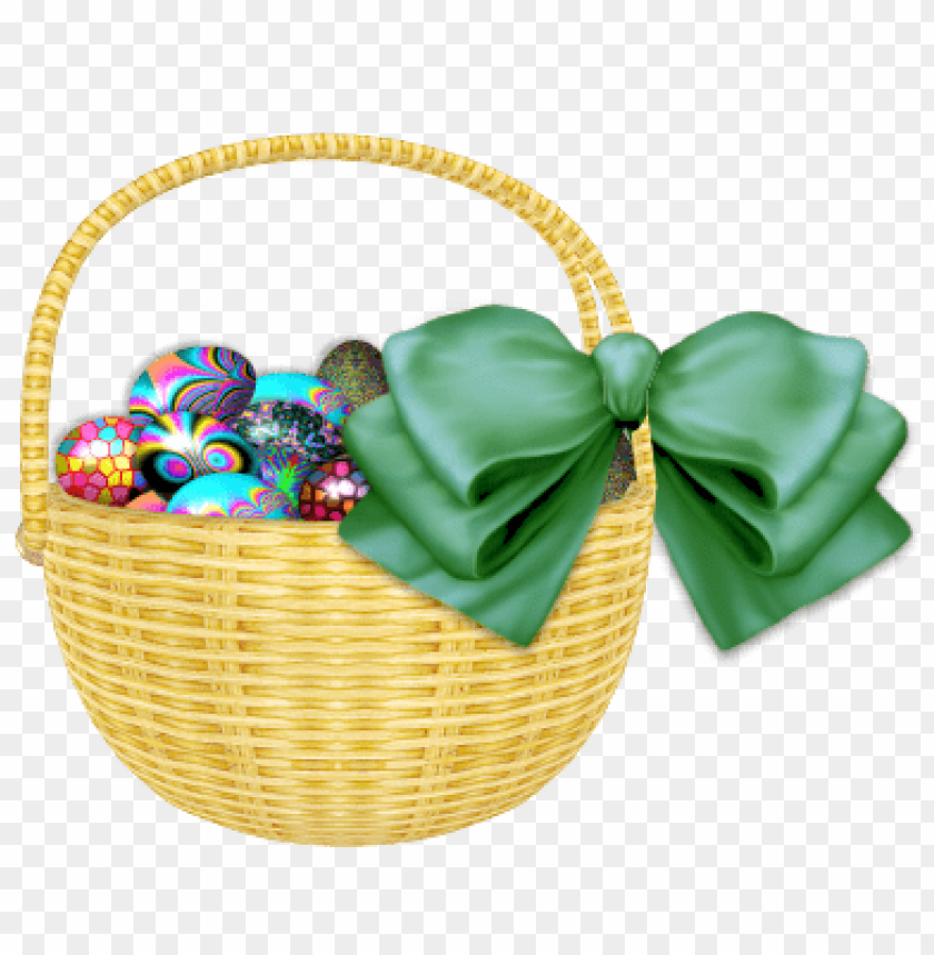 easter basket with green ribbon png images background -  image ID is 47792