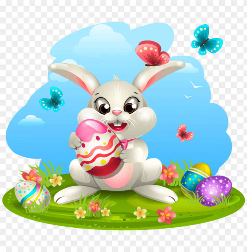 Easter Bunny With Eggs Png Images Background -  Image ID Is 50551
