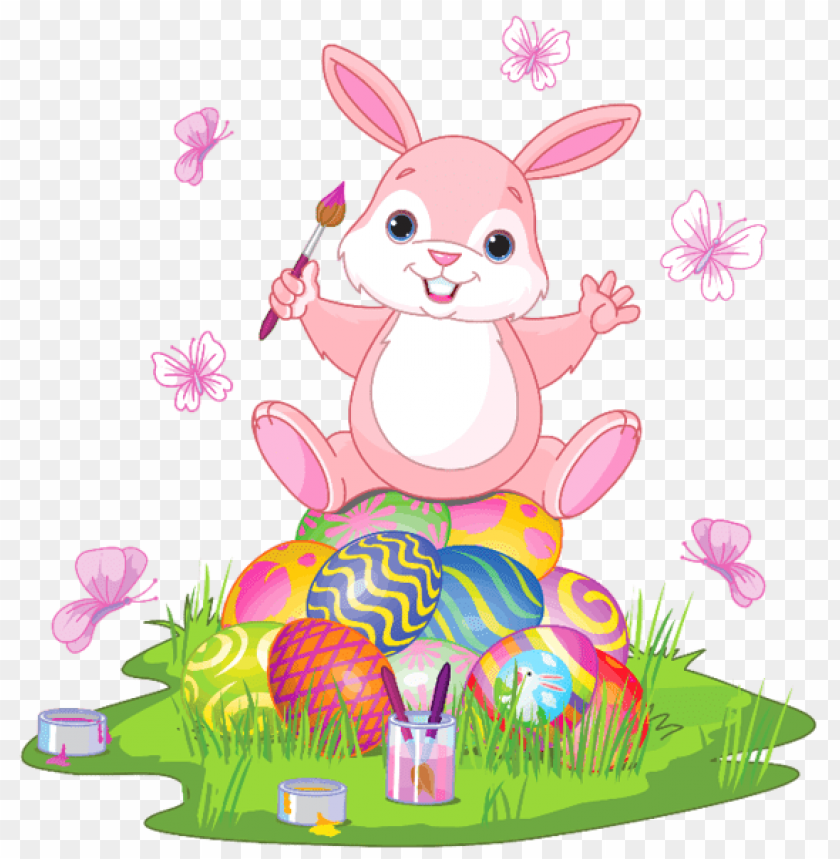 Easter Bunny With Eggs And Grasspicture Png Images Background -  Image ID Is 50453