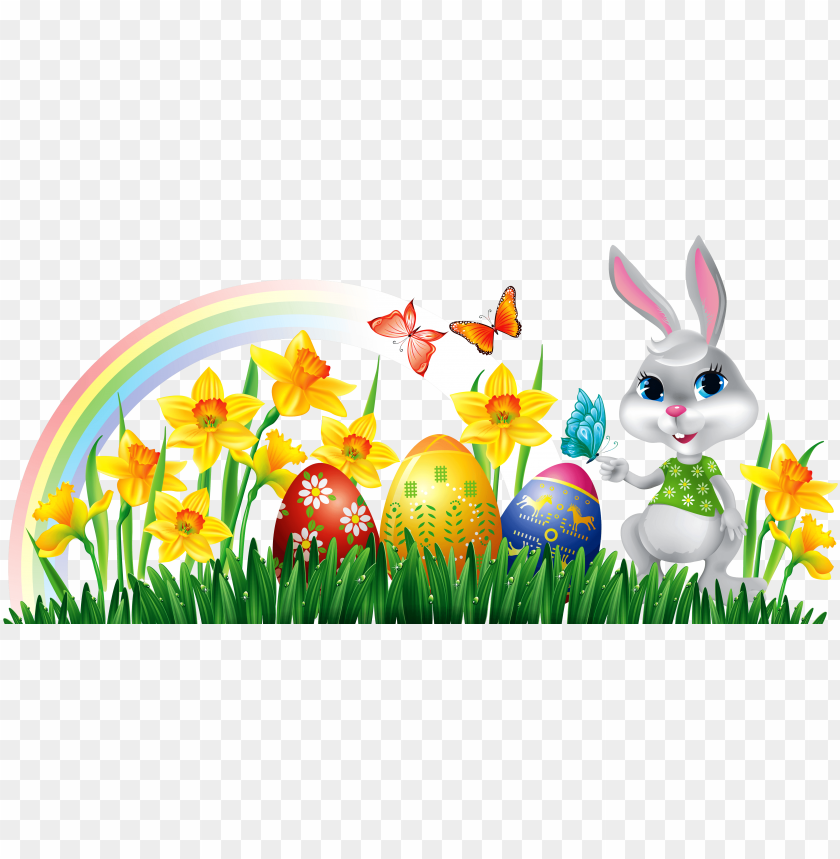 Easter Bunny With Eggs Clipart Free Border - Easter Bunny With Eggs Clipart PNG Image With Transparent Background