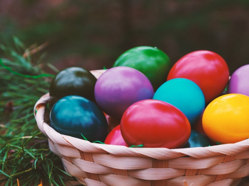 easter, eggs, colorful, basket