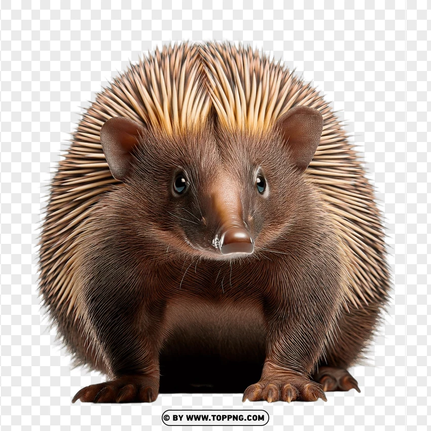 Single Echidna With Detailed Spikes PNG Transparent Background