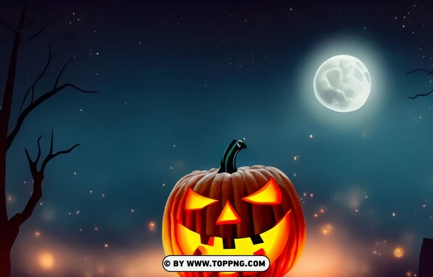 Eerie Halloween Night Landscape Vector Concept | TOPpng