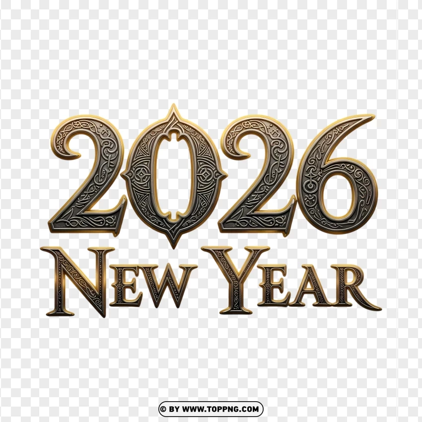 Elden Ring Inspired 2026 New Year Typography PNG Transparent Background