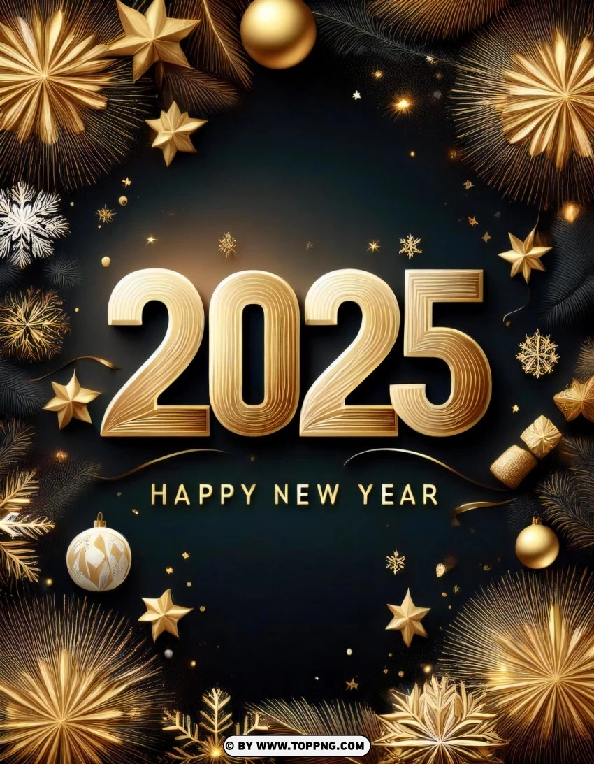 Elegant 2025 New Year Greeting Cards With Fireworks Theme PNG Transparent Background