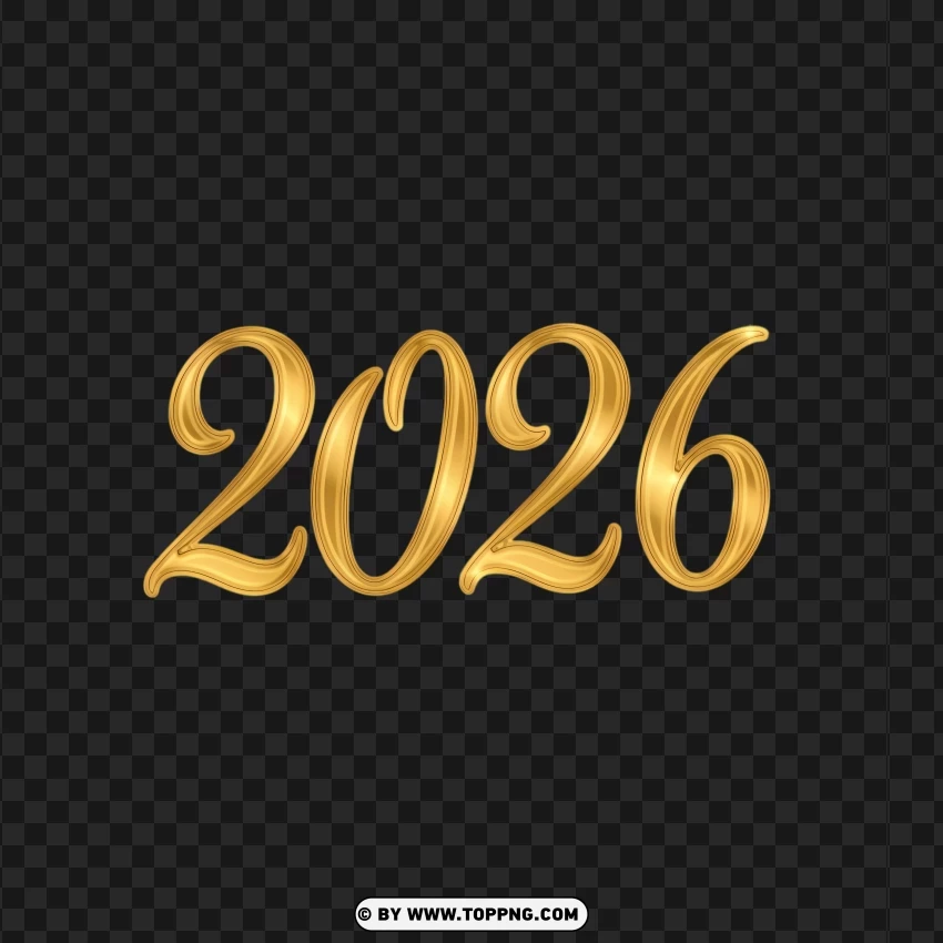 Elegant 2026 Design Calligraphy PNG Transparent Background