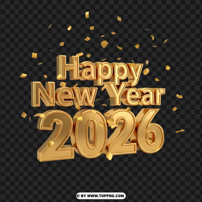 Hello 2026 Gold Lettering Greeting With Ribbon Accents PNG Transparent Background