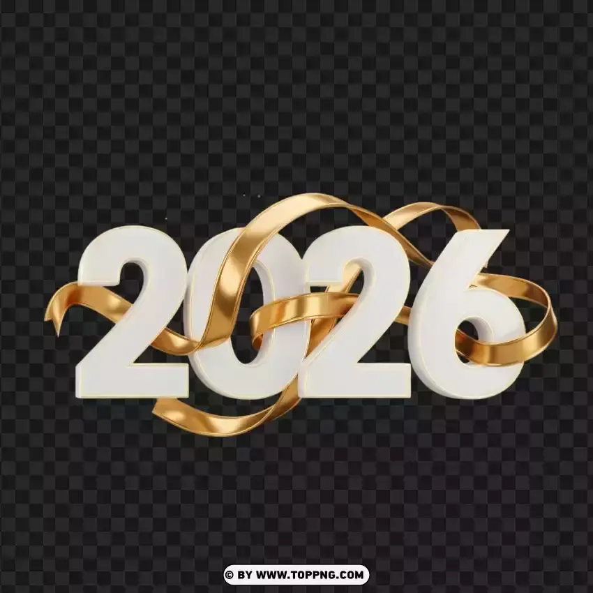 Elegant 2026 New Year Celebration White 3d Numbers PNG Transparent Background