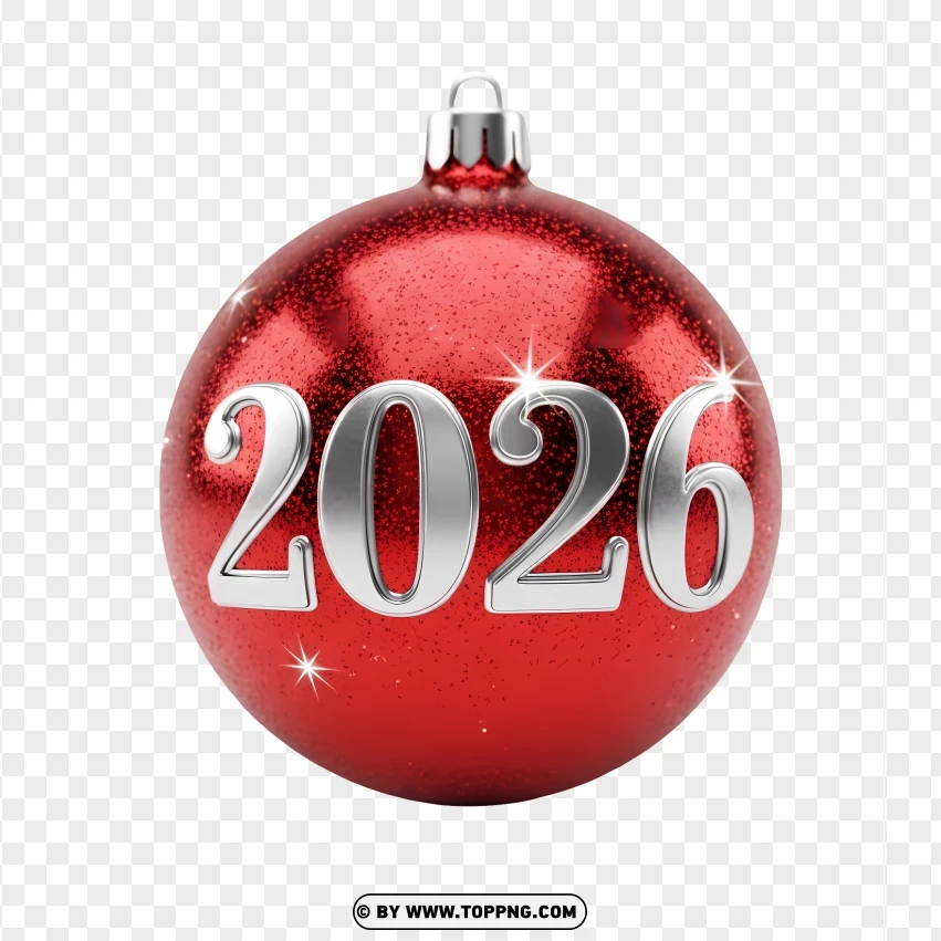 Elegant 2026 Typography Over Glitter Ball PNG Transparent Background