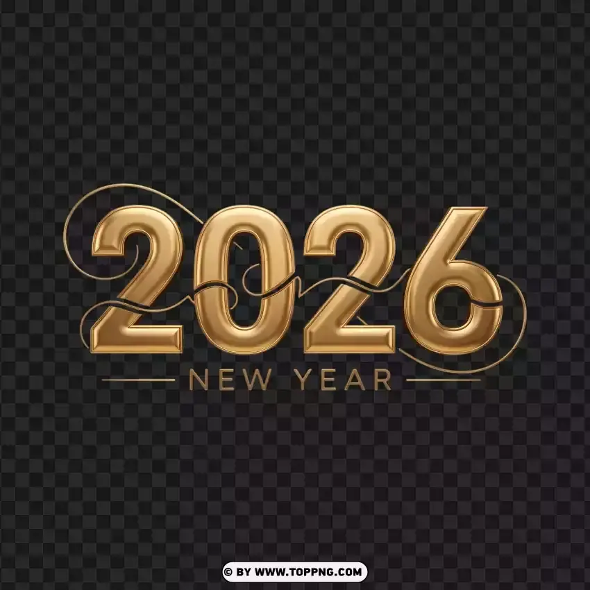 Elegant 2026 Typography With Gold Accents PNG Transparent Background