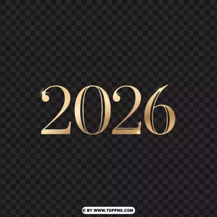 Elegant Champagne Gold 2026 Typography With Sparkle PNG Transparent Background