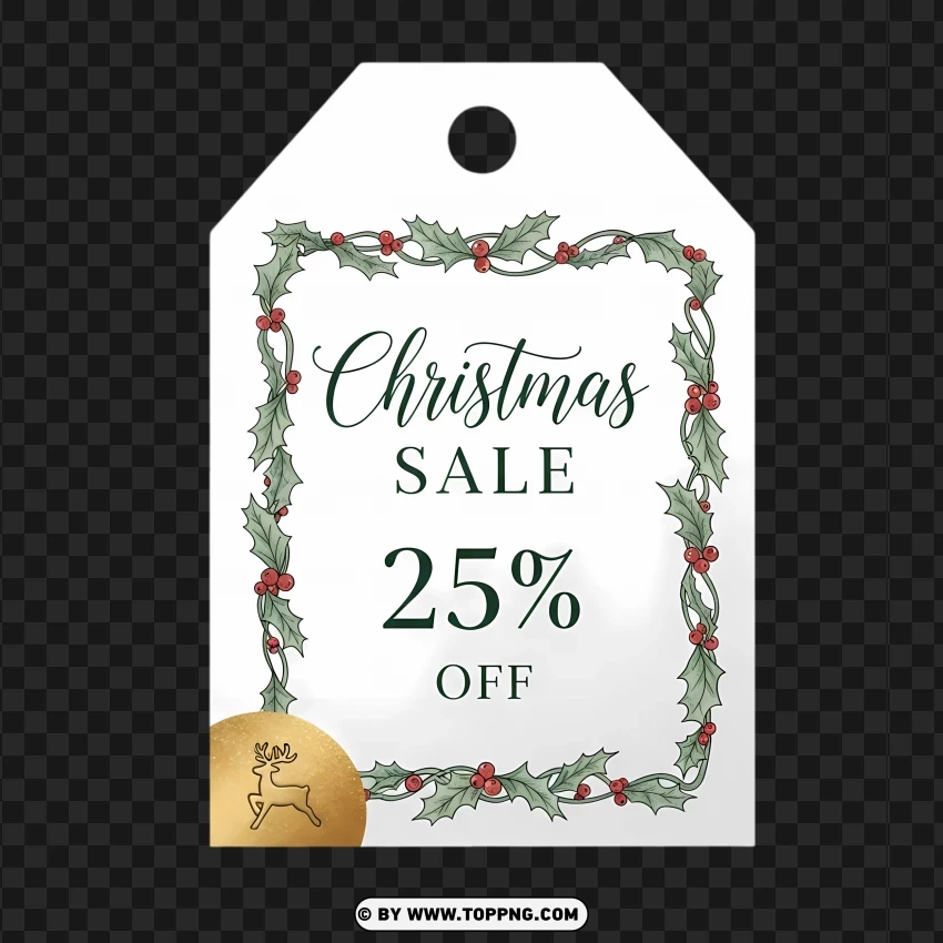 Elegant Christmas Discount Tag PNG Transparent Background