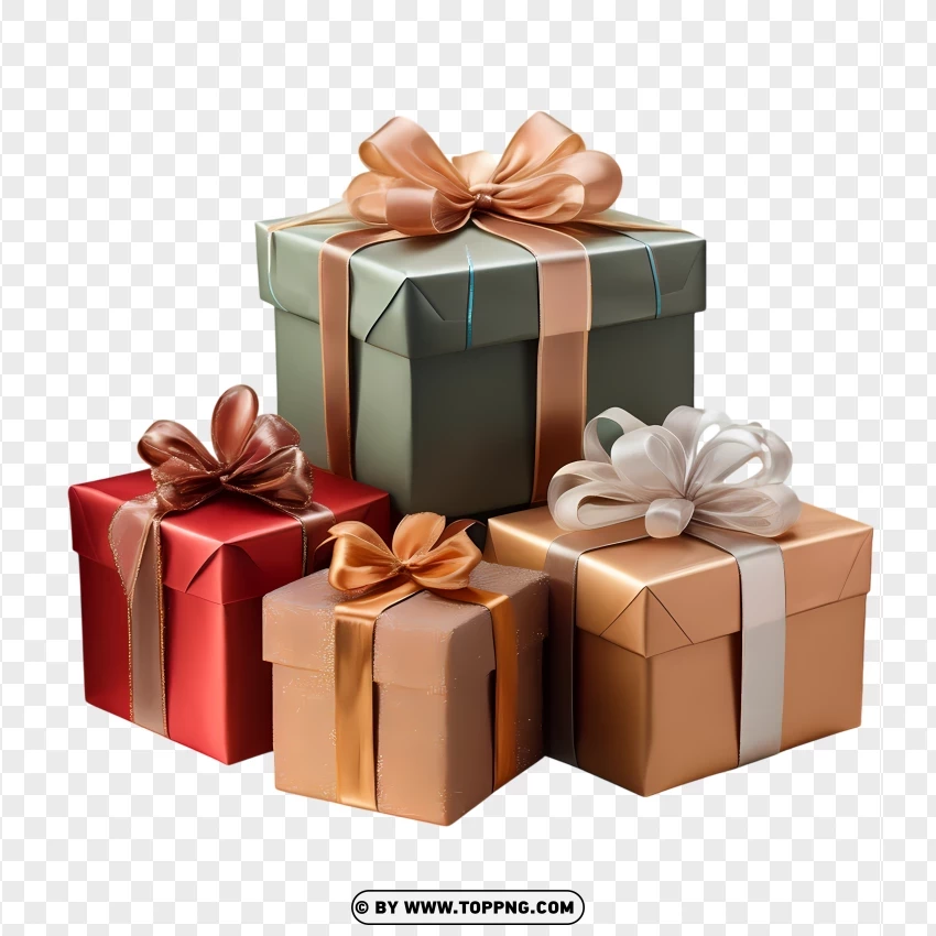 Elegant Christmas Gift Boxes PNG Transparent Background