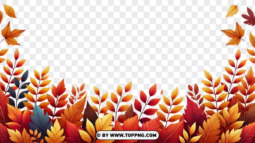 Elegant Fall Leaves Border With White Space PNG Transparent Background