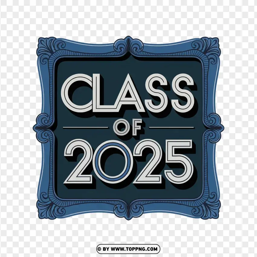 Metallic Class Of 2025 Text PNG Transparent Background