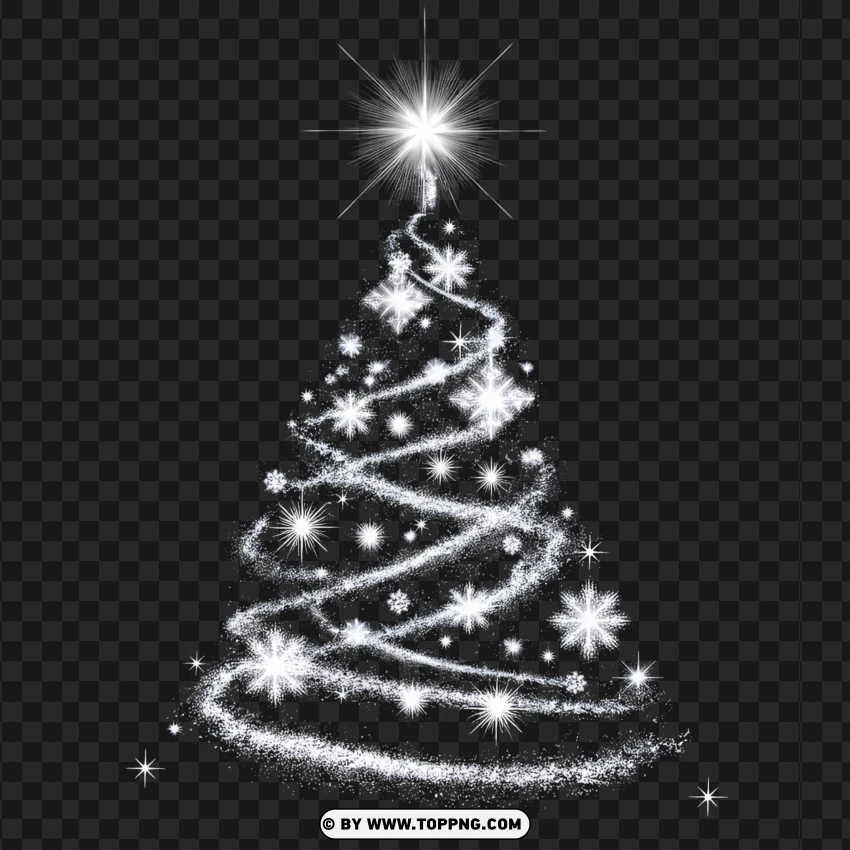 Elegant Glowing Spiral Christmas Tree With Stars PNG Transparent Background