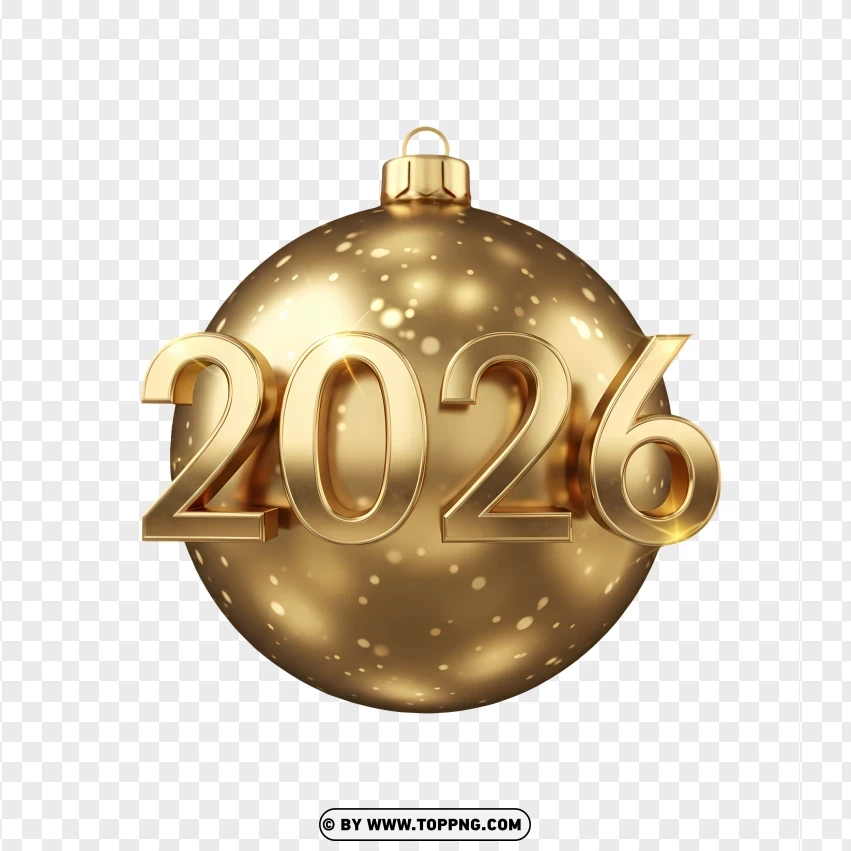 Elegant Gold 2026 Numbers With Glitter Bauble Effect PNG Transparent Background