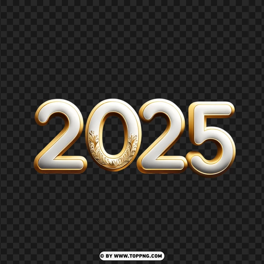 Elegant Gold And White 3d Numbers With Decorative Detail PNG Transparent Background