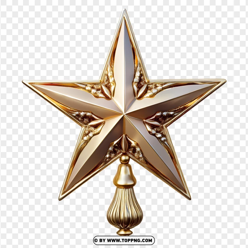 Elegant Gold Star Ornament For Christmas Tree PNG Transparent Background